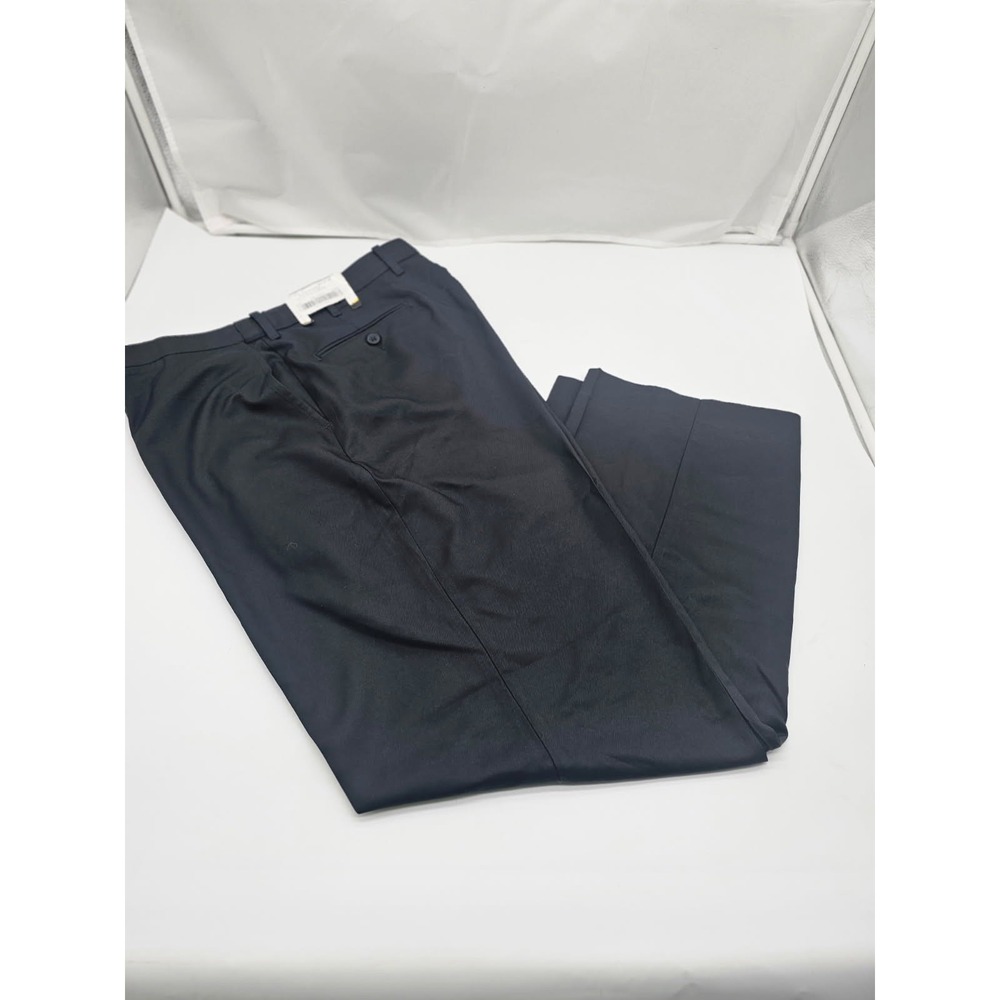 Edwards Dress Pants Men Sz 38 Black NWT Microfiber Flat Front Trousers 2574-010